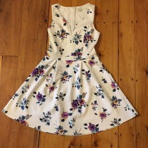 White floral fit and flare dress